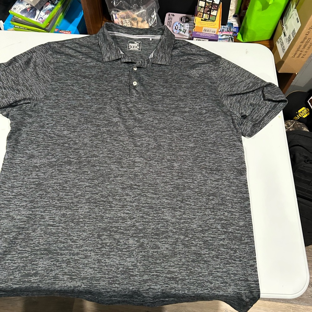 Puma Heather Gray Polo Shirt, XXL